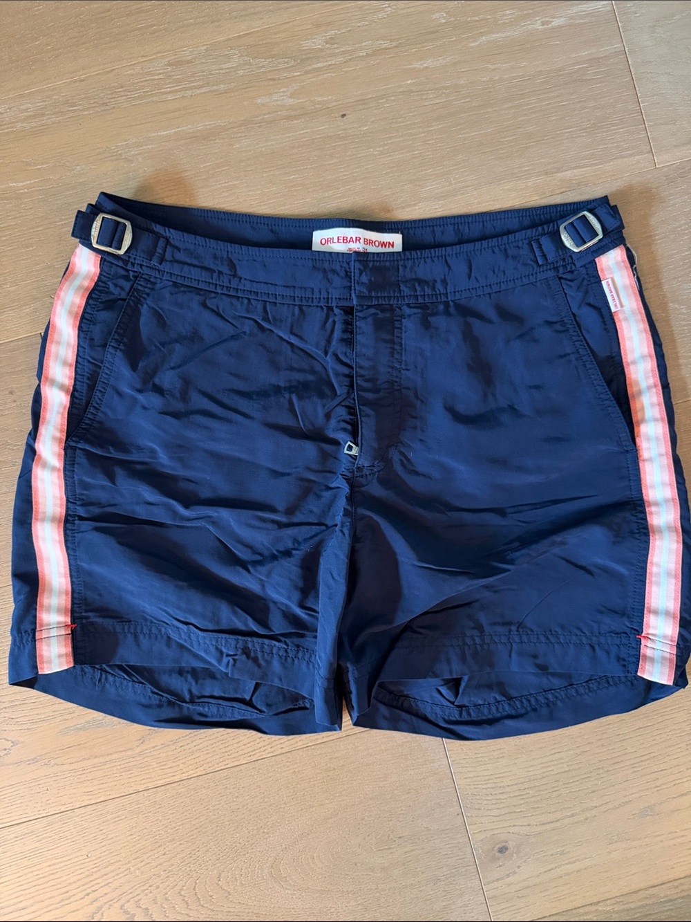 Orlebar Brown Navy Shorts with Pink Side Stripes size 31
